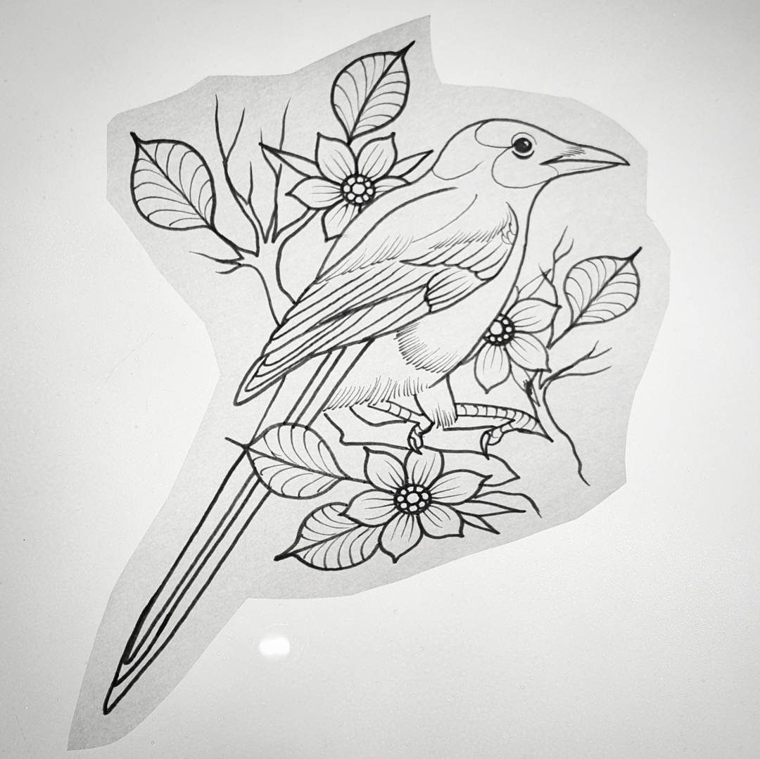 Magpie, available to be tattooed. about 6 inches. Inbox me for more info.