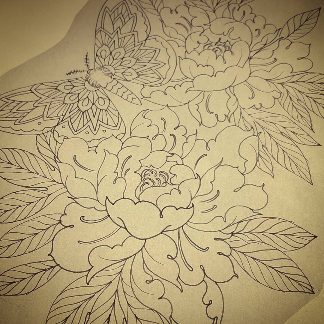 Pumped to get started on this one today! #moth #peony #mandala