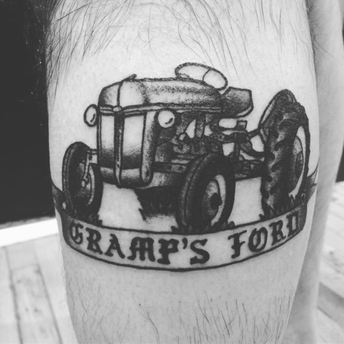 My dad came through for his grandfather's tractor today. Awesome✊🏼#smokemdead #steadfasttattoo .
.
.
.
.
((¥))
#tattoos #btattooing #blackworkerssubmission #iblackwork #blackwork #blackworkers #inkstinctsubmission #blacktraditionals #BLACKTATTOOMAG #blxckink #tttism #TTTpublishing #greatattoo #blackflashwork #TattooLife #darkartists #blackworkershero #wiilsubmission #dot.work.ink #traditionaltattoo #onlythedarkest