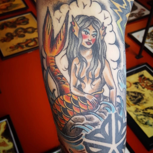 Healed mermaid with resting mermaid face.