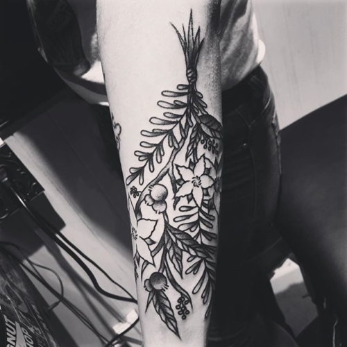 Botanical wrap around for @n.lauryn 👍🏼 #smokemdead #steadfasttattoo
.
.
.
.
.
((¥))
#botanicaltattoo #tattoos #btattooing #blackworkerssubmission #iblackwork #blackwork #blackworkers #inkstinctsubmission #blacktraditionals #BLACKTATTOOMAG #blxckink #tttism #TTTpublishing #greatattoo #blackflashwork #TattooLife #darkartists #blackworkershero #wiilsubmission #traditionaltattoo #onlythedarkest #blackandgrey #occultarcana #tattoolife #oldlines #TAOT #nowash