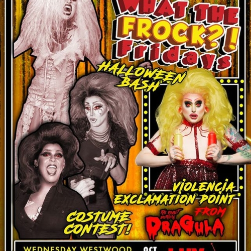 In a few weeks! WHAT THE FROCK?! Fridays Halloween Bash with special guest @violenciaexclamationpoint from season 3 of Dragula! For the game after the first set, we will be jumping out of an airplane ;) ! @kikis_korner_  will be there modeling the finisest Party City costumes and for the first time to the Frock Stage, @gemstoneroc. Also, we will be having a costume contest, with a cash prize (ramen noodles)!